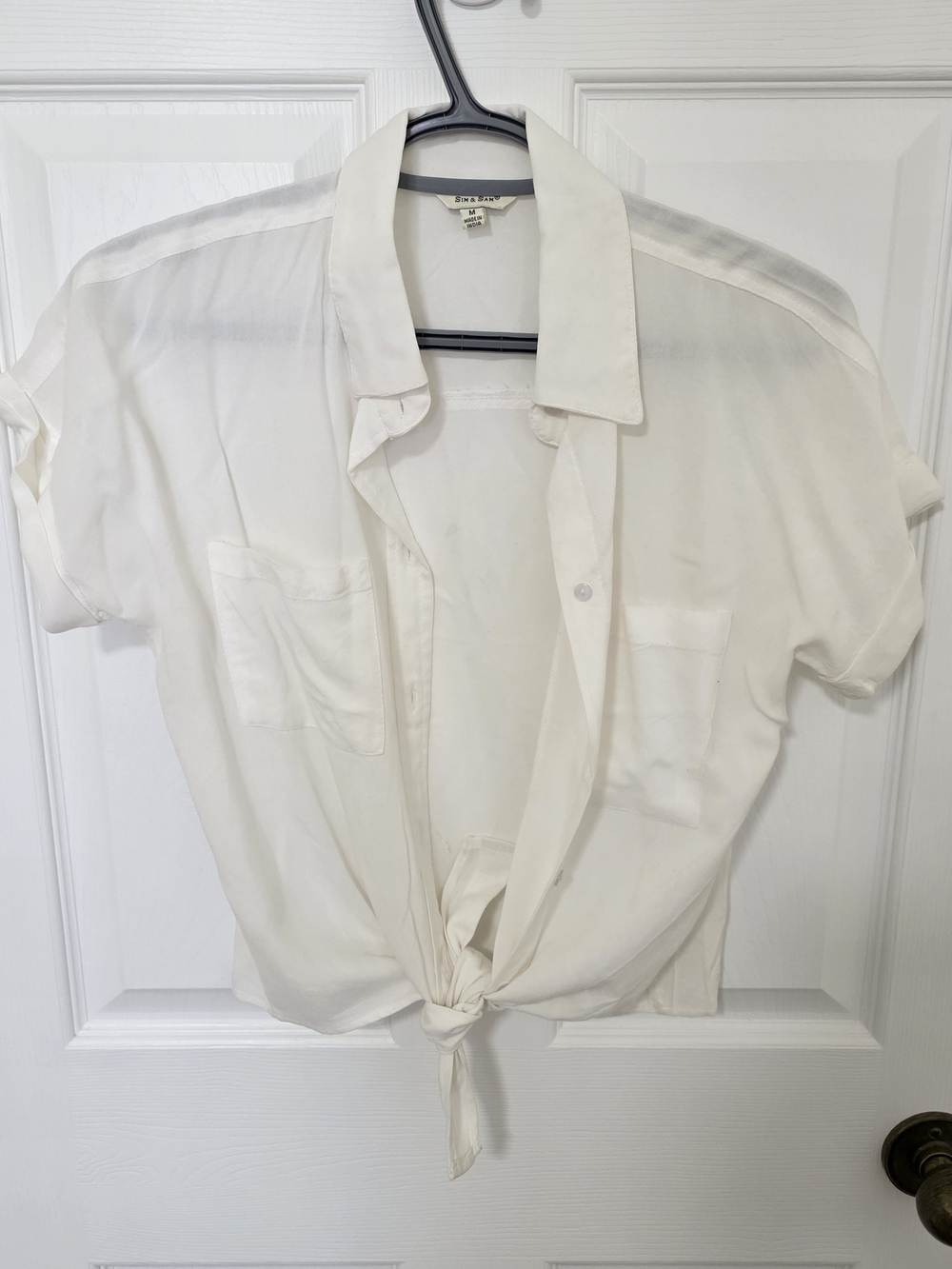 Sim & Sam Womens Sheer Button Up Top